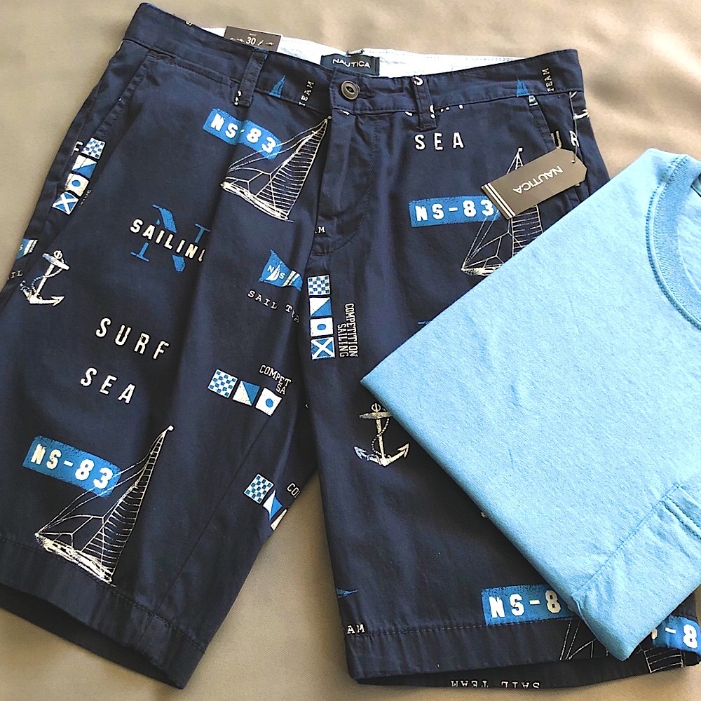 Nautica Men's Shorts Slim Fit Surf Sailing 30W New